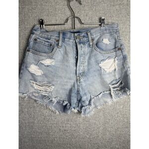 Women‎ 2020 Aeropostale 90's High Rise Cut Off Light Jean Shorts Distressed Sz 8